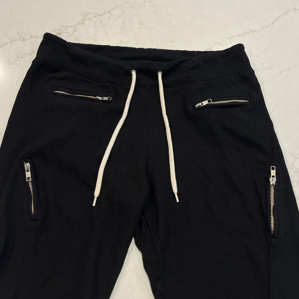 MONROW Jogger Sweatpants‎ Womens Large Black Multi Zip Moto Zip Ankle Modern USA - Picture 3 of 7
